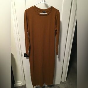 Fashion Nova  Brown Long Sleeve Dress